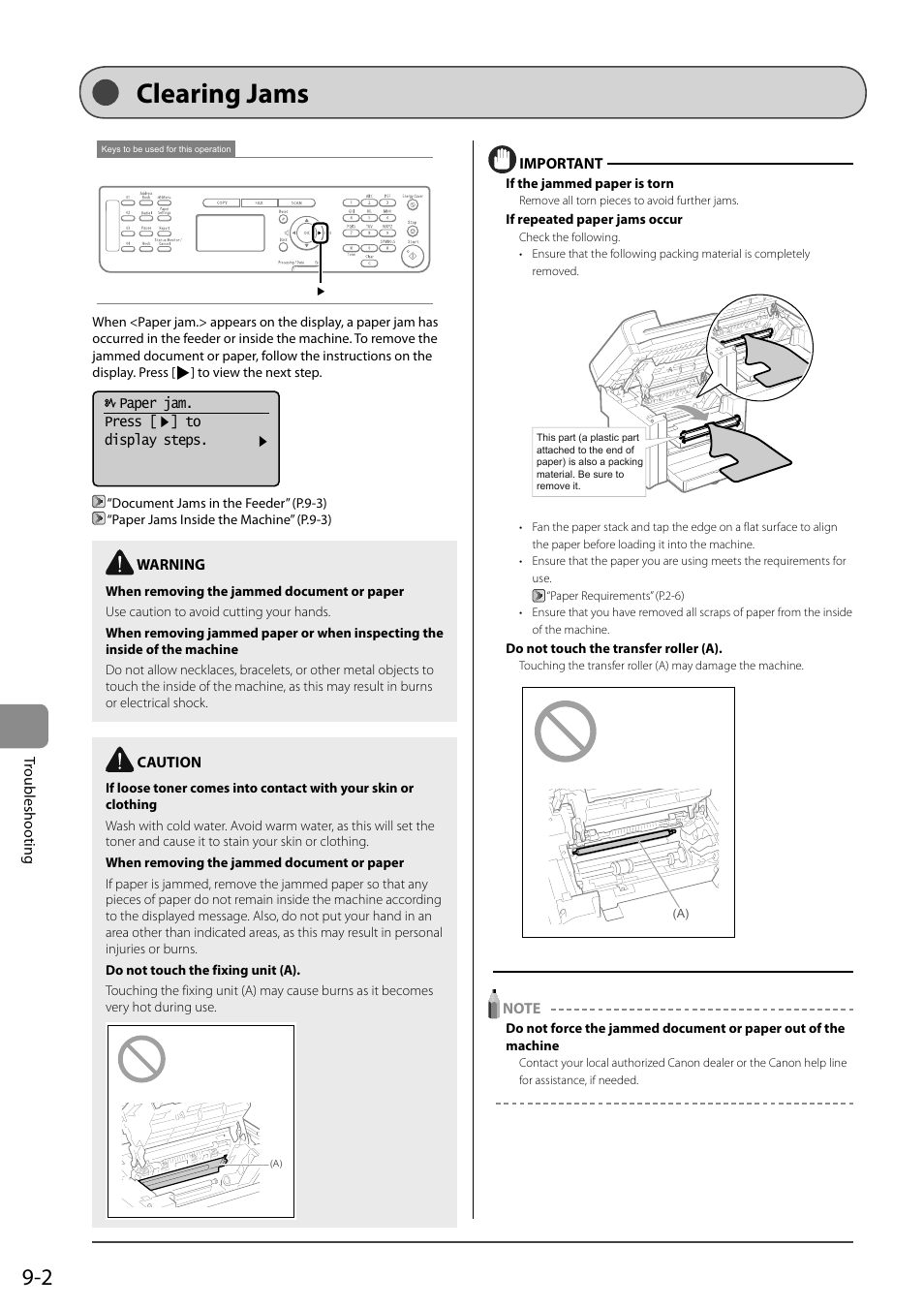 Clearing jams | Canon ImageCLASS MF4570DN User Manual | Page 134 / 164