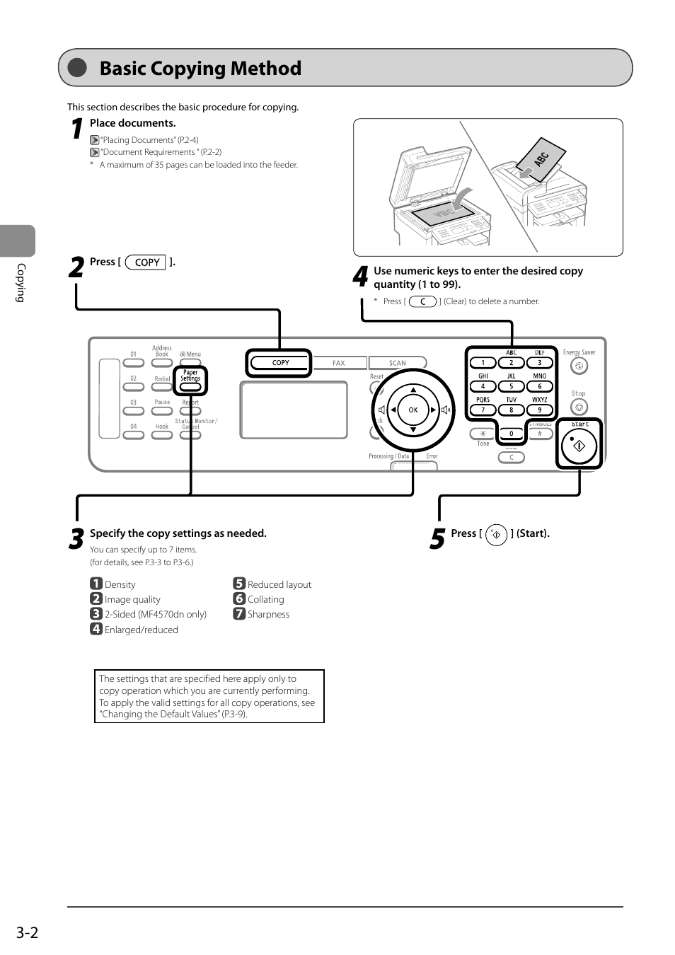 Basic copying method | Canon ImageCLASS MF4570DN User Manual | Page 56 / 164