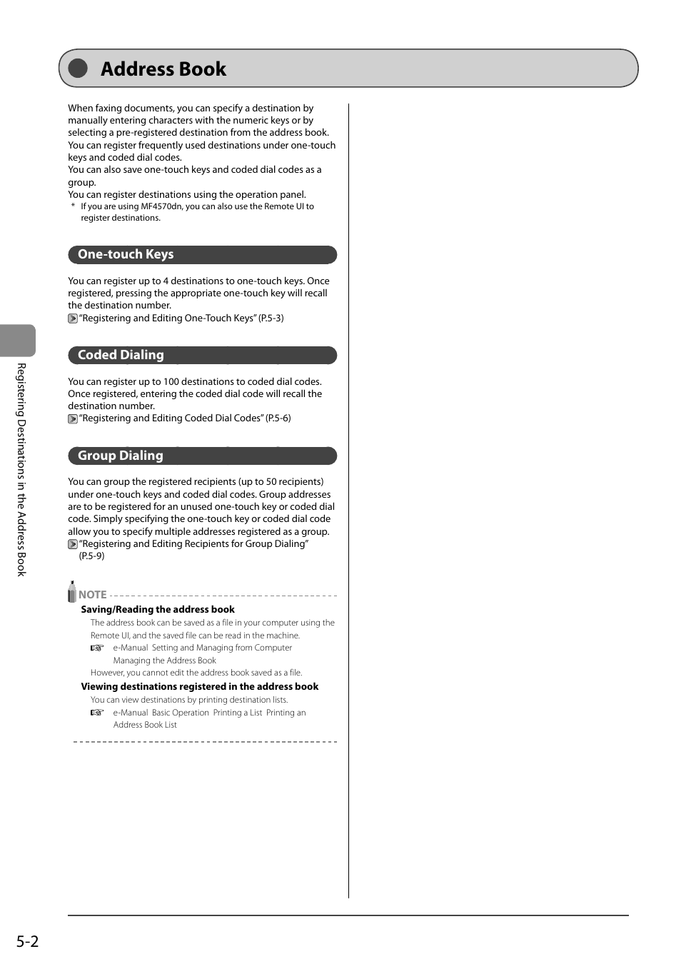 Address book, One-touch keys, Coded dialing | Group dialing | Canon ImageCLASS MF4570DN User Manual | Page 72 / 164