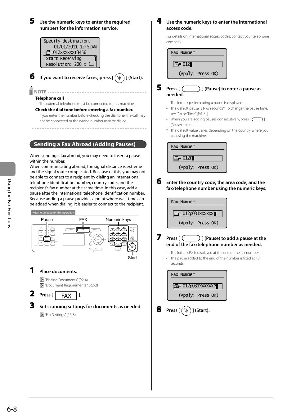 Sending a fax abroad (adding pauses) | Canon ImageCLASS MF4570DN User Manual | Page 92 / 164