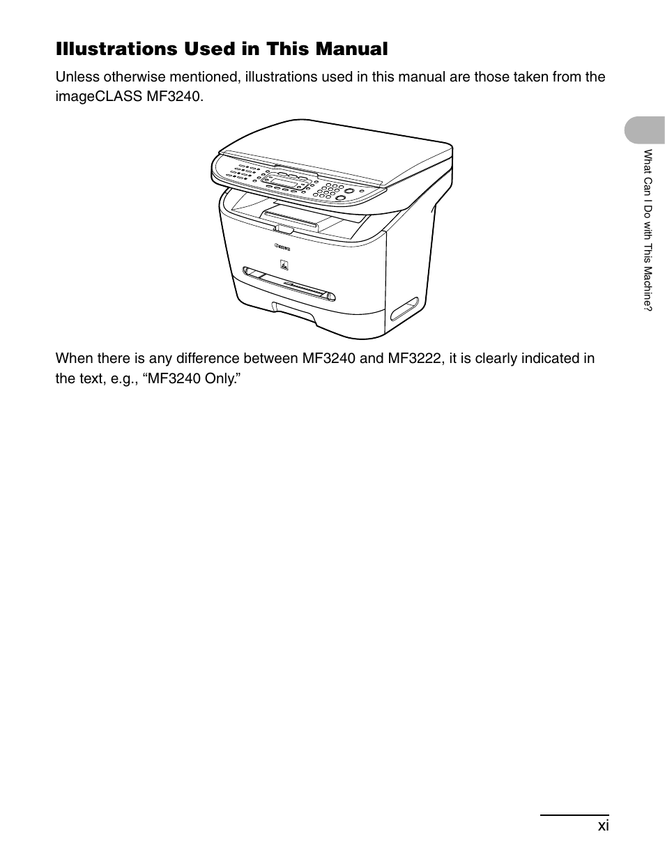 Illustrations used in this manual | Canon MF 3240 Series User Manual | Page 12 / 136