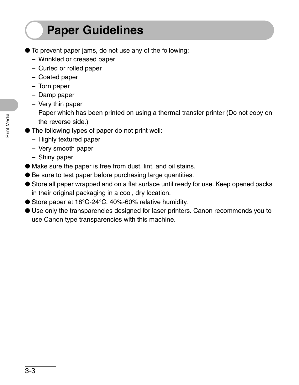 Paper guidelines, Paper guidelines -3 | Canon MF 3240 Series User Manual | Page 33 / 136