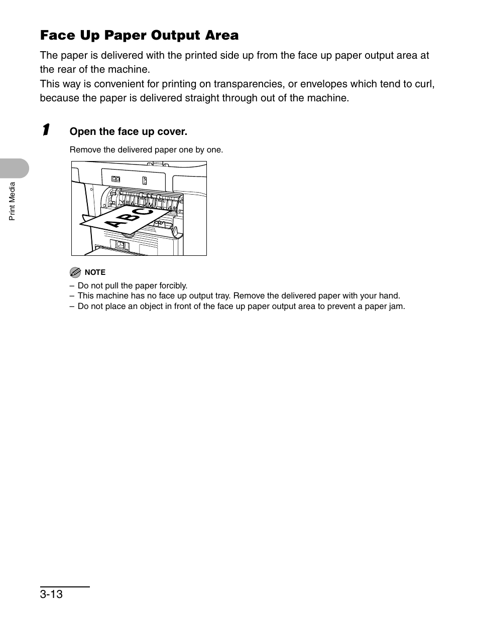 Face up paper output area, Face up paper output area -13 | Canon MF 3240 Series User Manual | Page 43 / 136