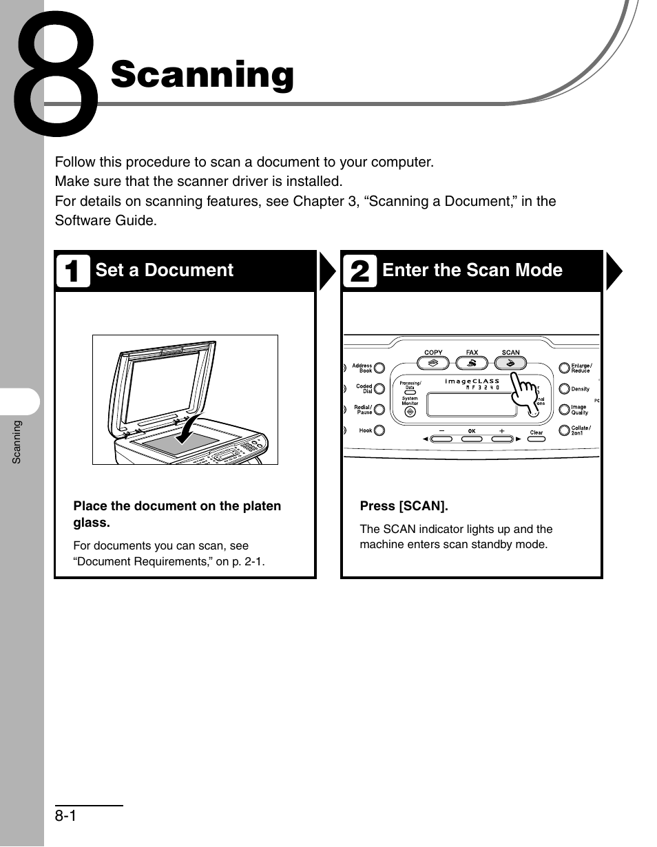 Scanning, 8 scanning -1 | Canon MF 3240 Series User Manual | Page 86 / 136