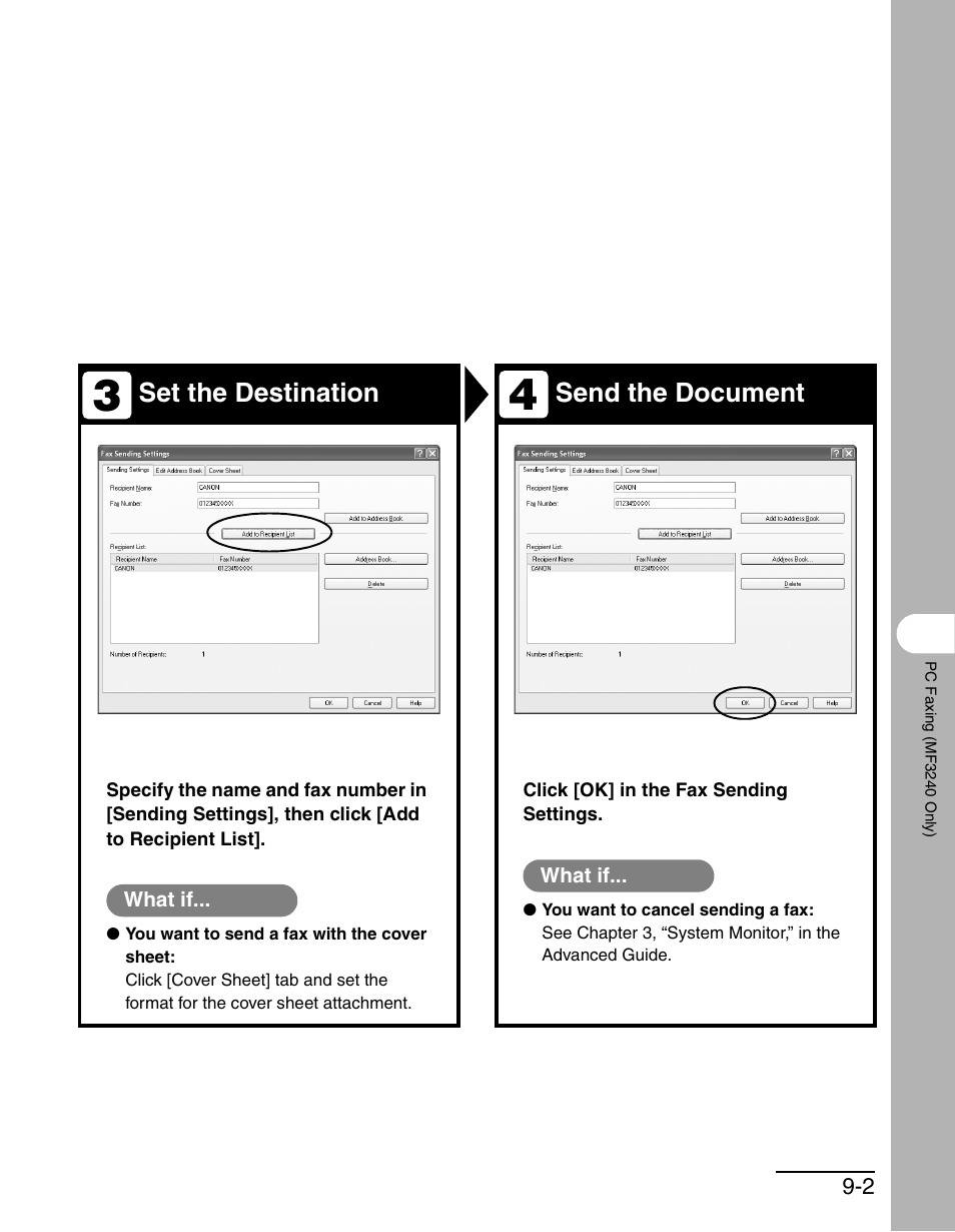 Set the destination send the document | Canon MF 3240 Series User Manual | Page 89 / 136