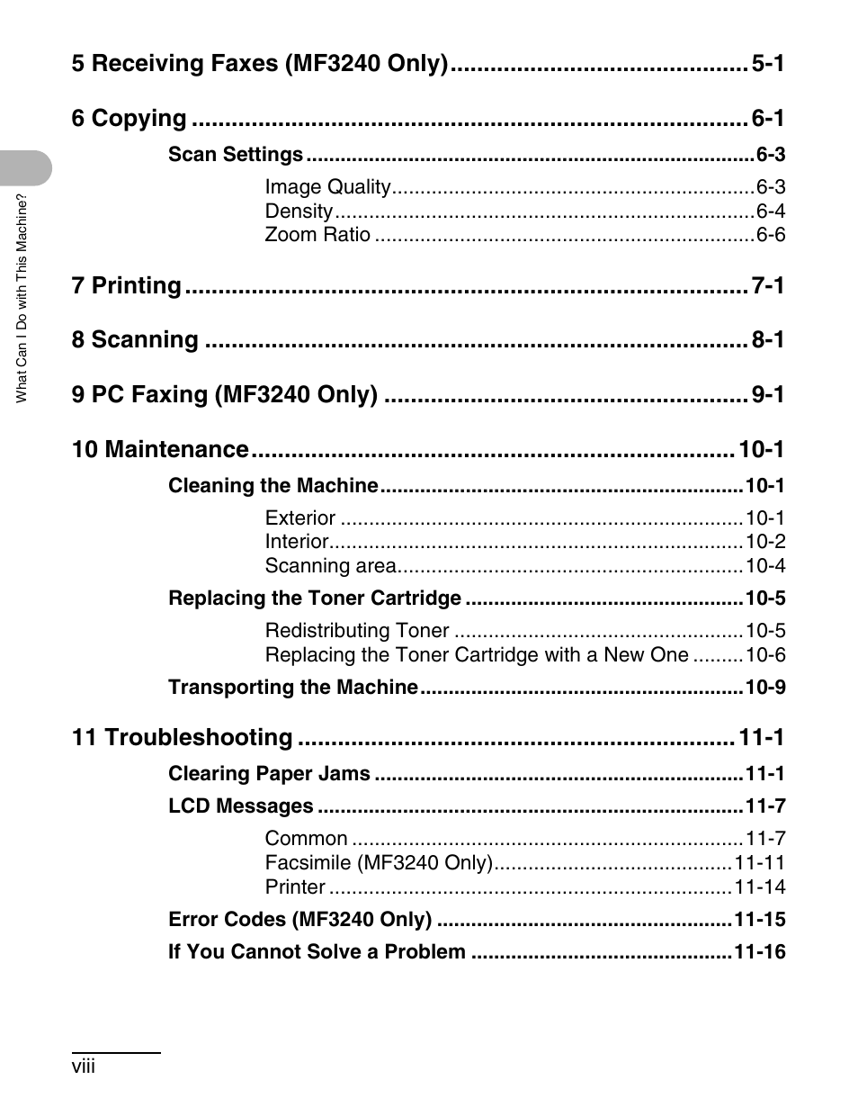 11 troubleshooting -1 | Canon MF 3240 Series User Manual | Page 9 / 136