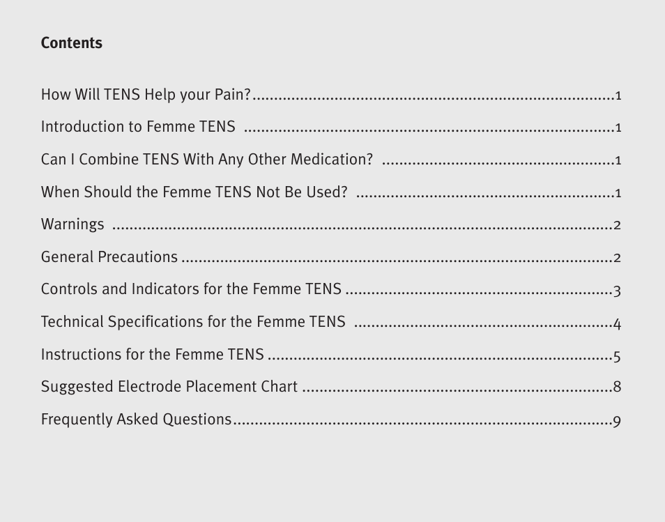 Babycare TENS Femme TENS User Manual | Page 2 / 12