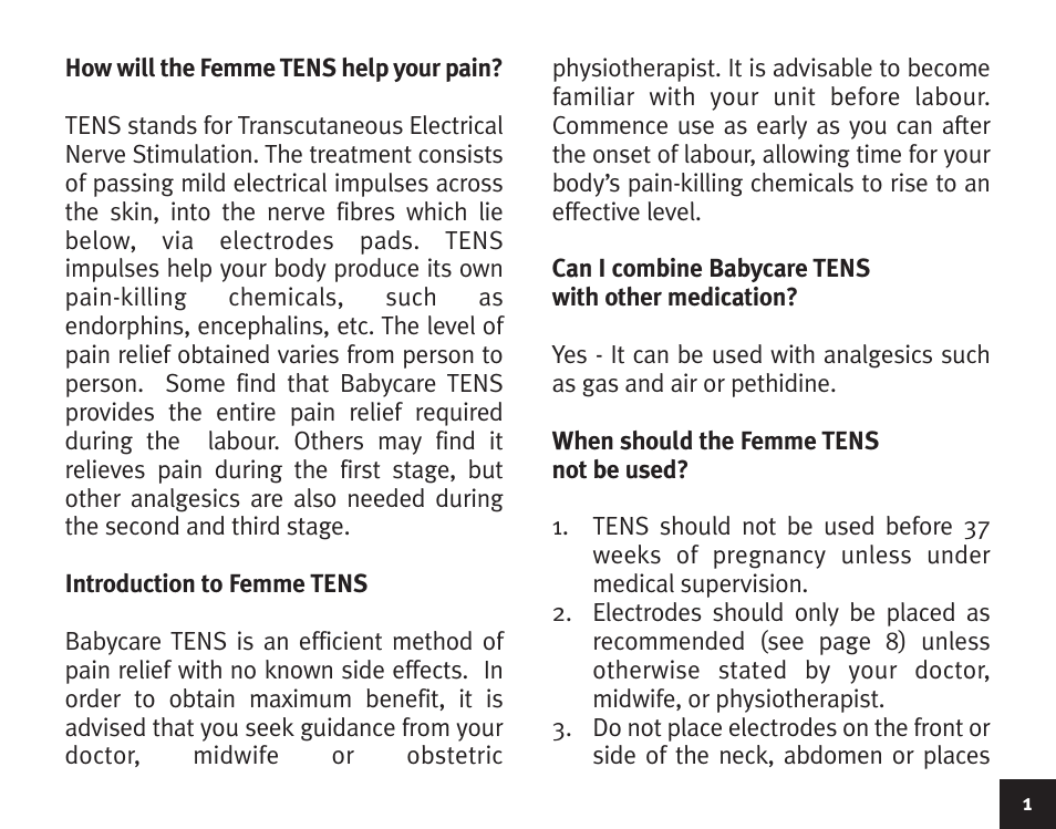Babycare TENS Femme TENS User Manual | Page 3 / 12