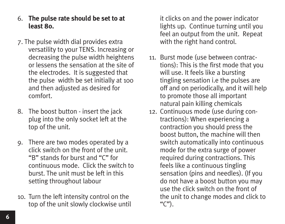 Babycare TENS Femme TENS User Manual | Page 8 / 12