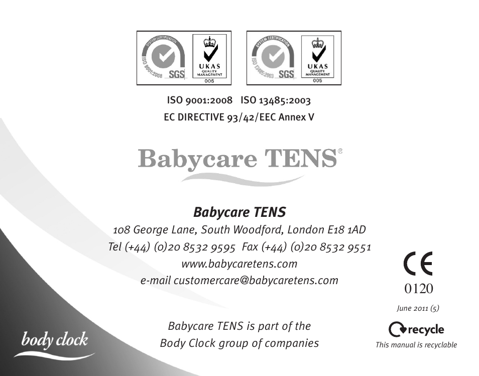 Babycare tens | Babycare TENS Elle TENS User Manual | Page 16 / 16