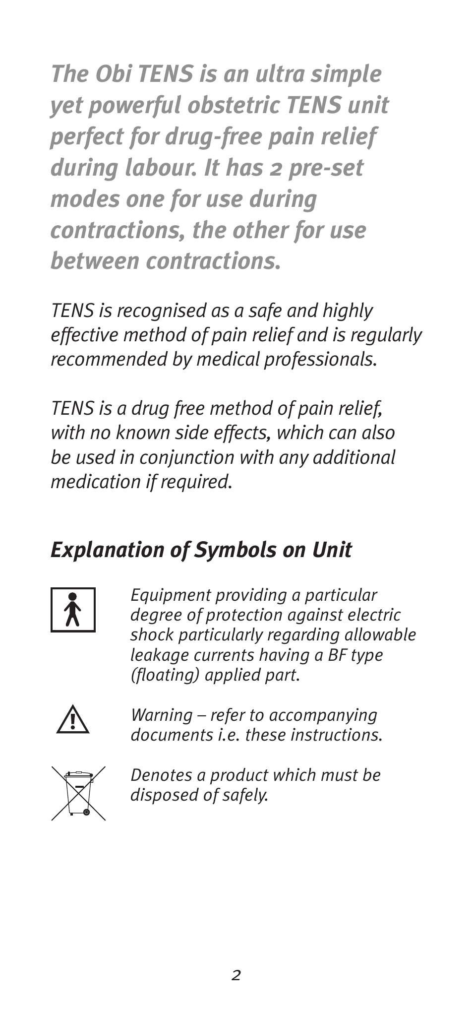 Babycare TENS Obi TENS User Manual | Page 2 / 12