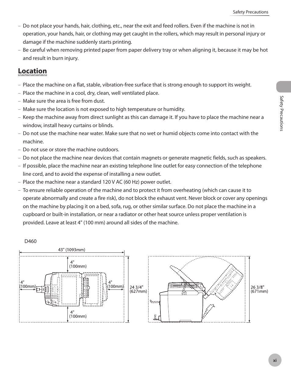 Location | Canon IMAGECLASS D460 User Manual | Page 12 / 177