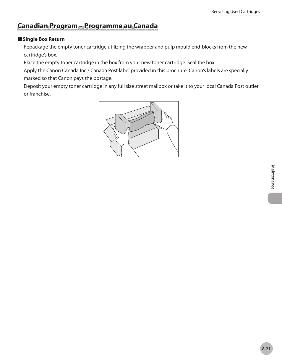 Canadian program – programme au canada, Canadian program – programme au canada -21 | Canon IMAGECLASS D460 User Manual | Page 128 / 177