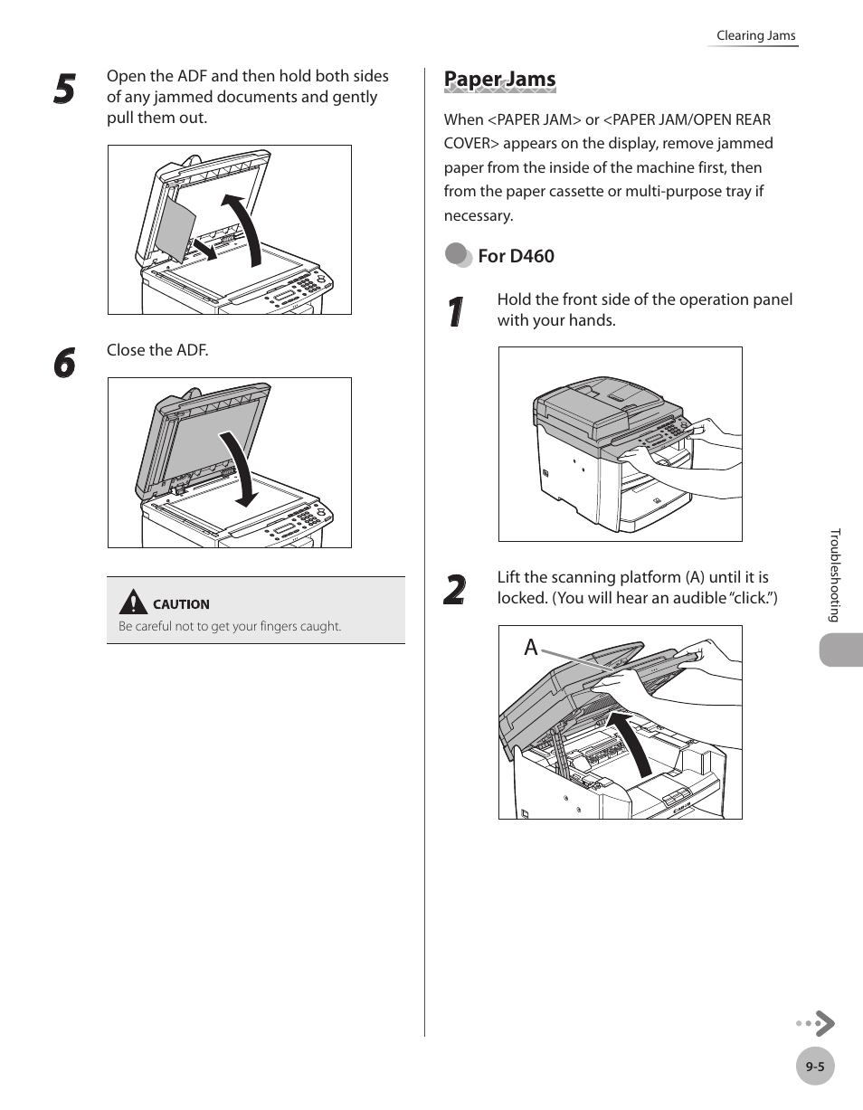 Paper jams, Paper jams -5 | Canon IMAGECLASS D460 User Manual | Page 142 / 177