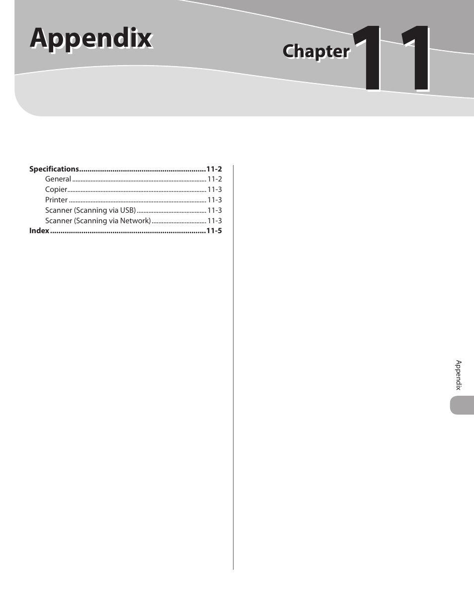11 appendix, 11 appendix -1, Appendix | Canon IMAGECLASS D460 User Manual | Page 170 / 177