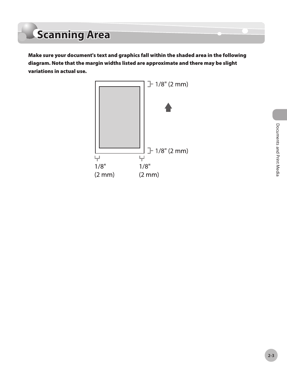 Scanning area, Scannng area -3, Scanning area -3 | Canon IMAGECLASS D460 User Manual | Page 40 / 177