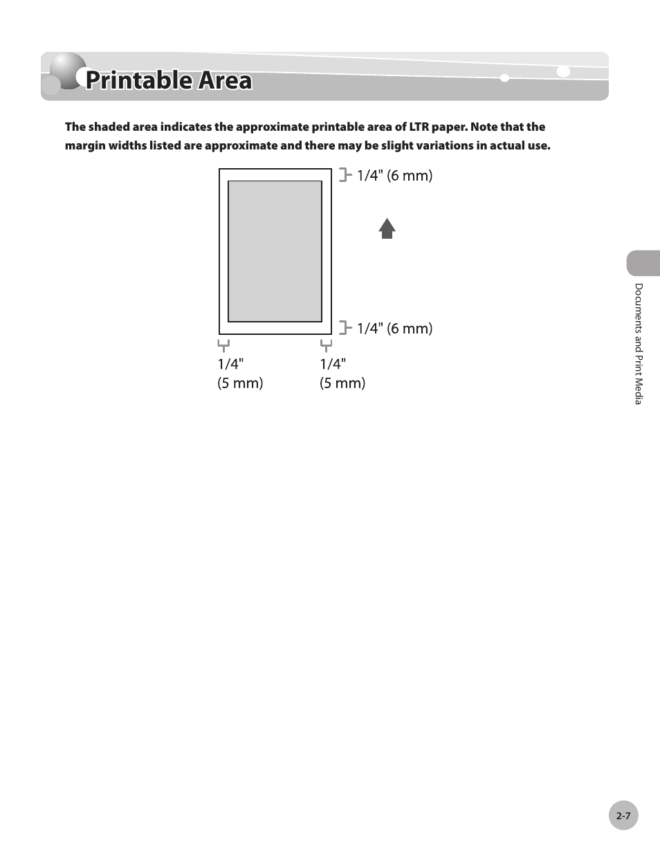 Printable area, Prntable area -7, Printable area -7 | Canon IMAGECLASS D460 User Manual | Page 44 / 177