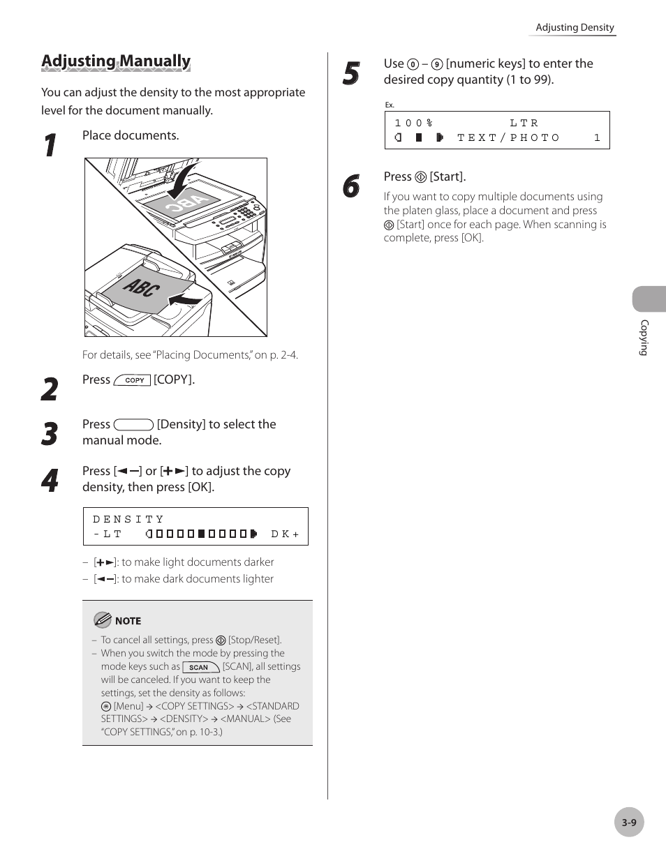 Adjusting manually, Adjusting manually -9 | Canon IMAGECLASS D460 User Manual | Page 62 / 177