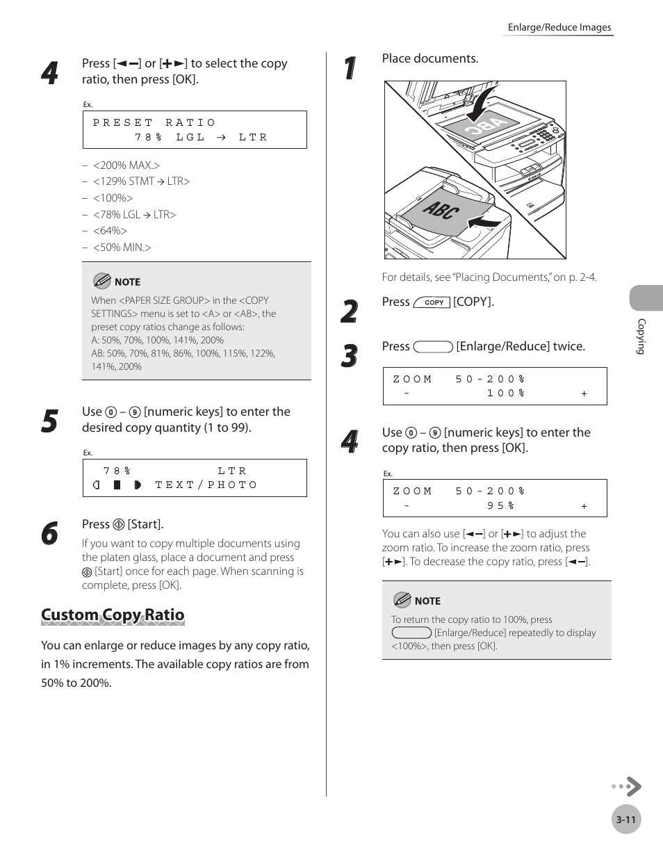 Custom copy ratio, Custom copy ratio -11 | Canon IMAGECLASS D460 User Manual | Page 64 / 177