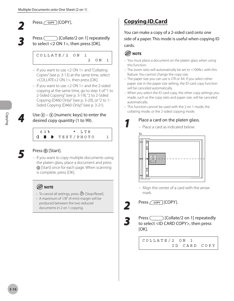 Copying id card, Copying id card -16 | Canon IMAGECLASS D460 User Manual | Page 69 / 177