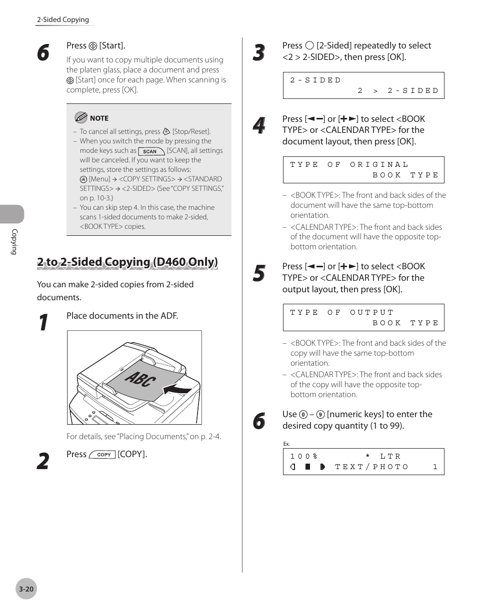 2 to 2-sided copying (d460 only), 2 to 2-sided copying (d460 only) -20, 2 to 2 | Sided copying (d460 only), 20), or, 2 to 2-sided, Copying (d460 only) | Canon IMAGECLASS D460 User Manual | Page 73 / 177