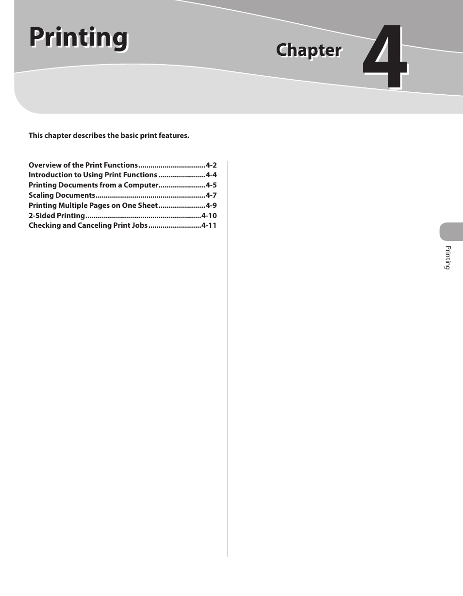 4 printing, 4 printing -1, Printing | Canon IMAGECLASS D460 User Manual | Page 80 / 177