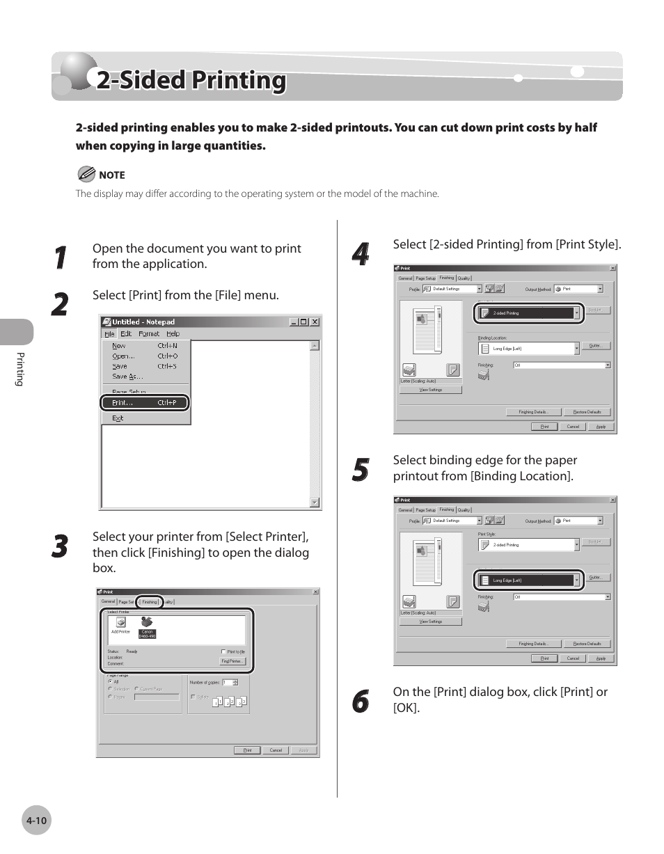Sided printing, Sded prntng -10, Sided printing -10 | Canon IMAGECLASS D460 User Manual | Page 89 / 177