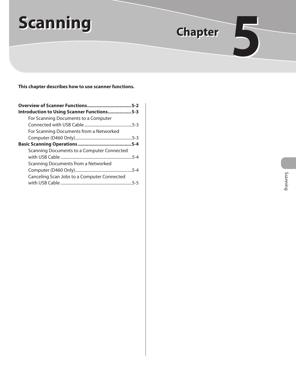5 scanning, 5 scanning -1, Scanning | Canon IMAGECLASS D460 User Manual | Page 92 / 177