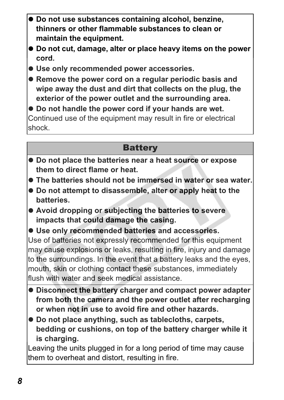 Battery | Canon A550 User Manual | Page 10 / 123