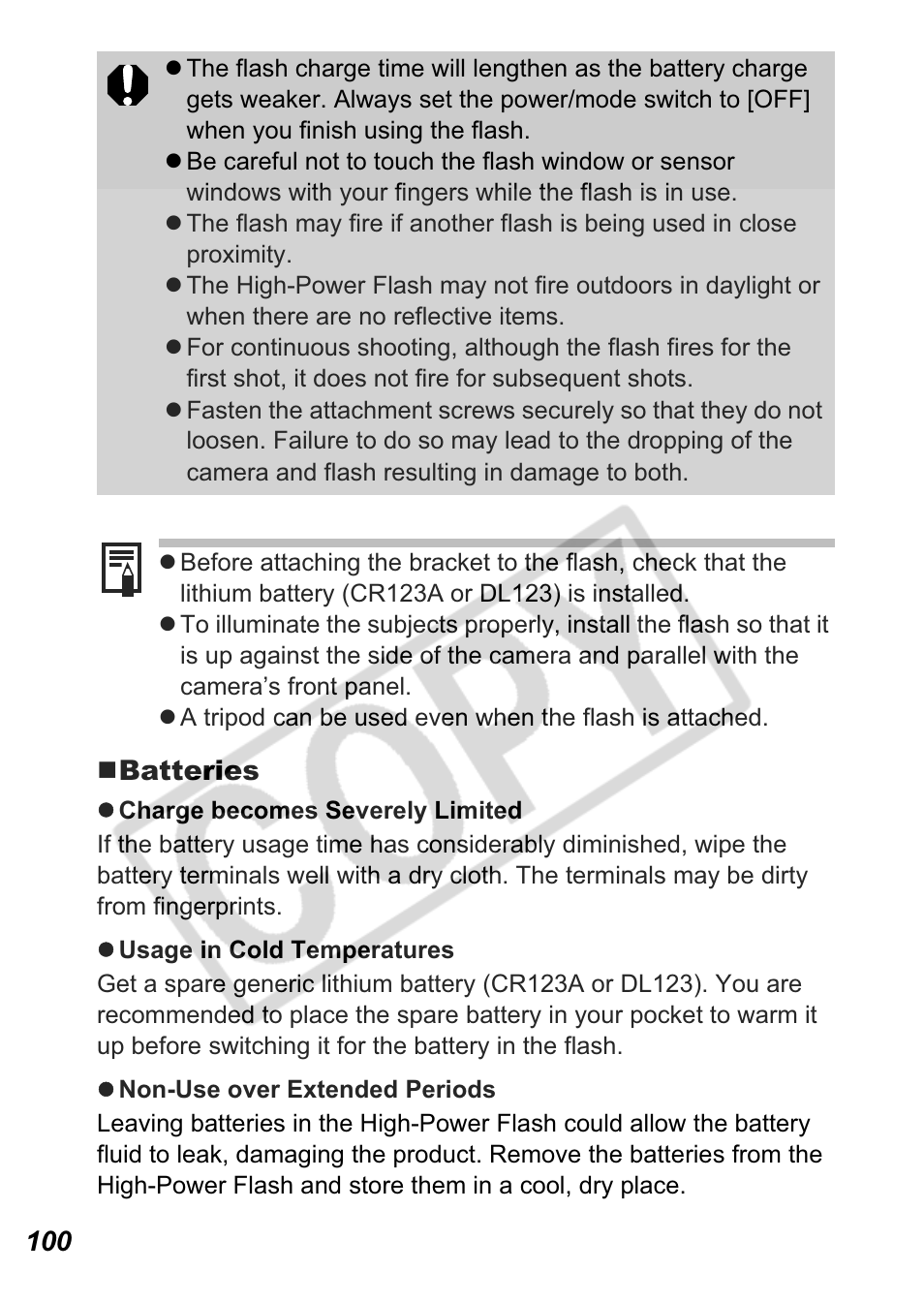 100 batteries | Canon A550 User Manual | Page 102 / 123