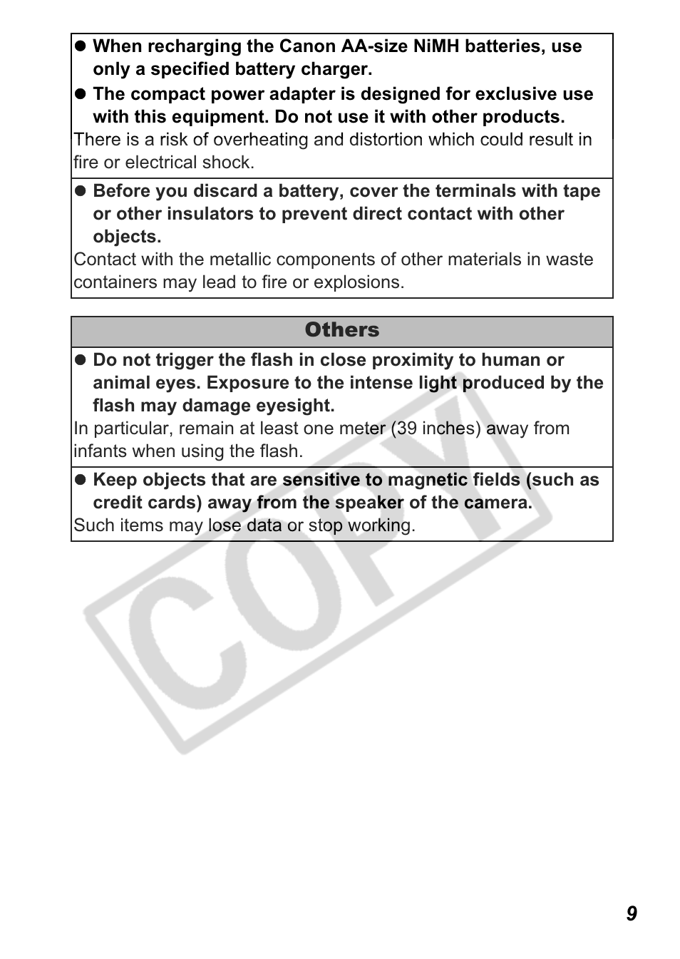 Others | Canon A550 User Manual | Page 11 / 123