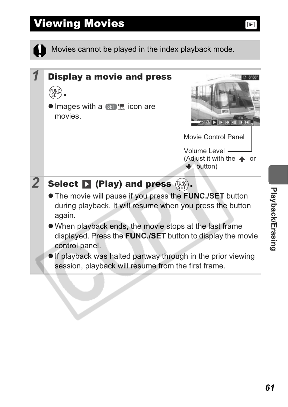 Viewing movies | Canon A550 User Manual | Page 63 / 123