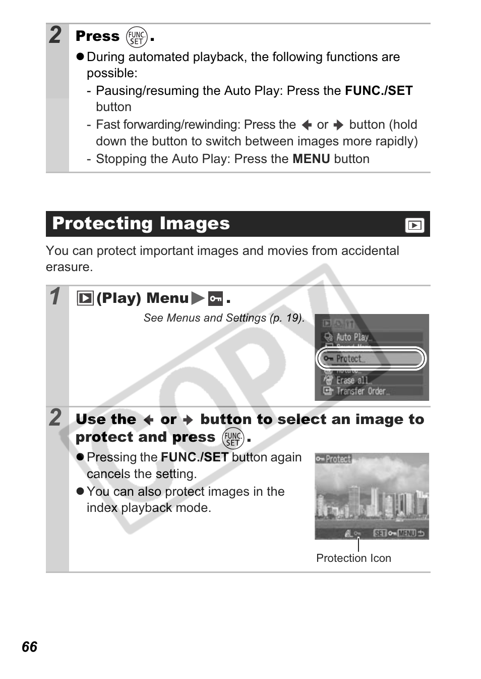 Protecting images | Canon A550 User Manual | Page 68 / 123