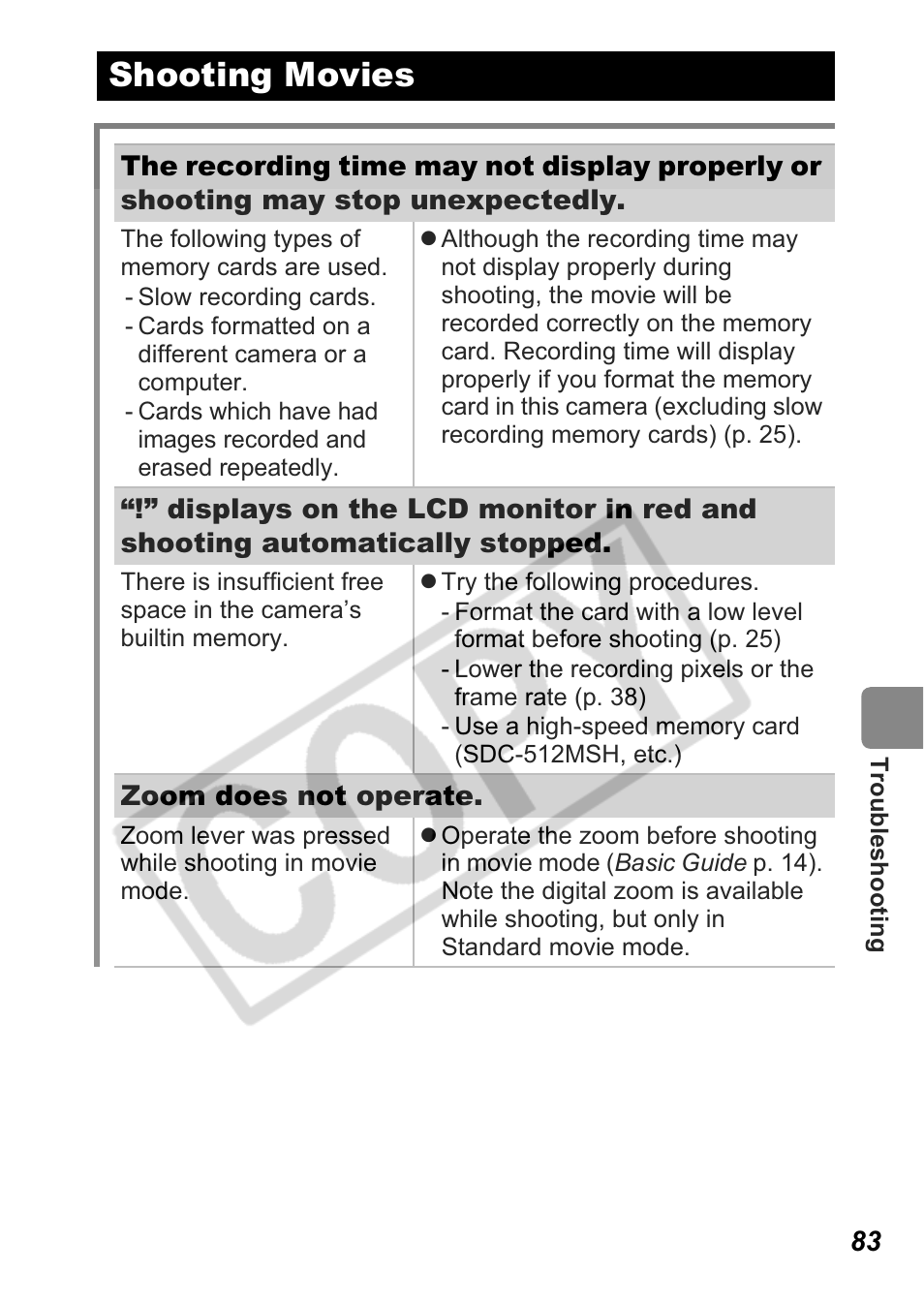 Shooting movies | Canon A550 User Manual | Page 85 / 123