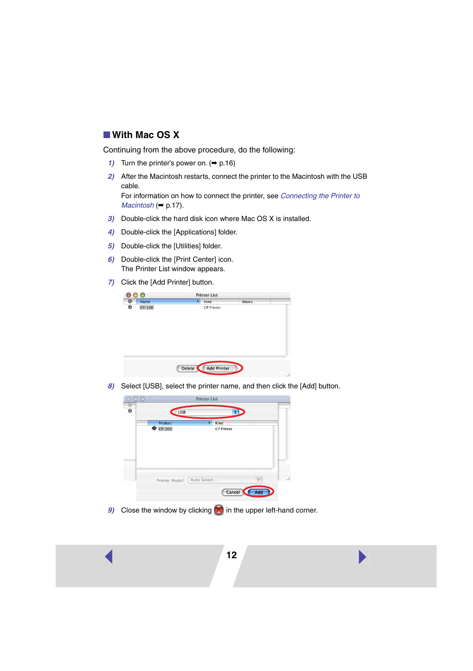 12 ■ with mac os x | Canon CARD CP-10 User Manual | Page 12 / 60