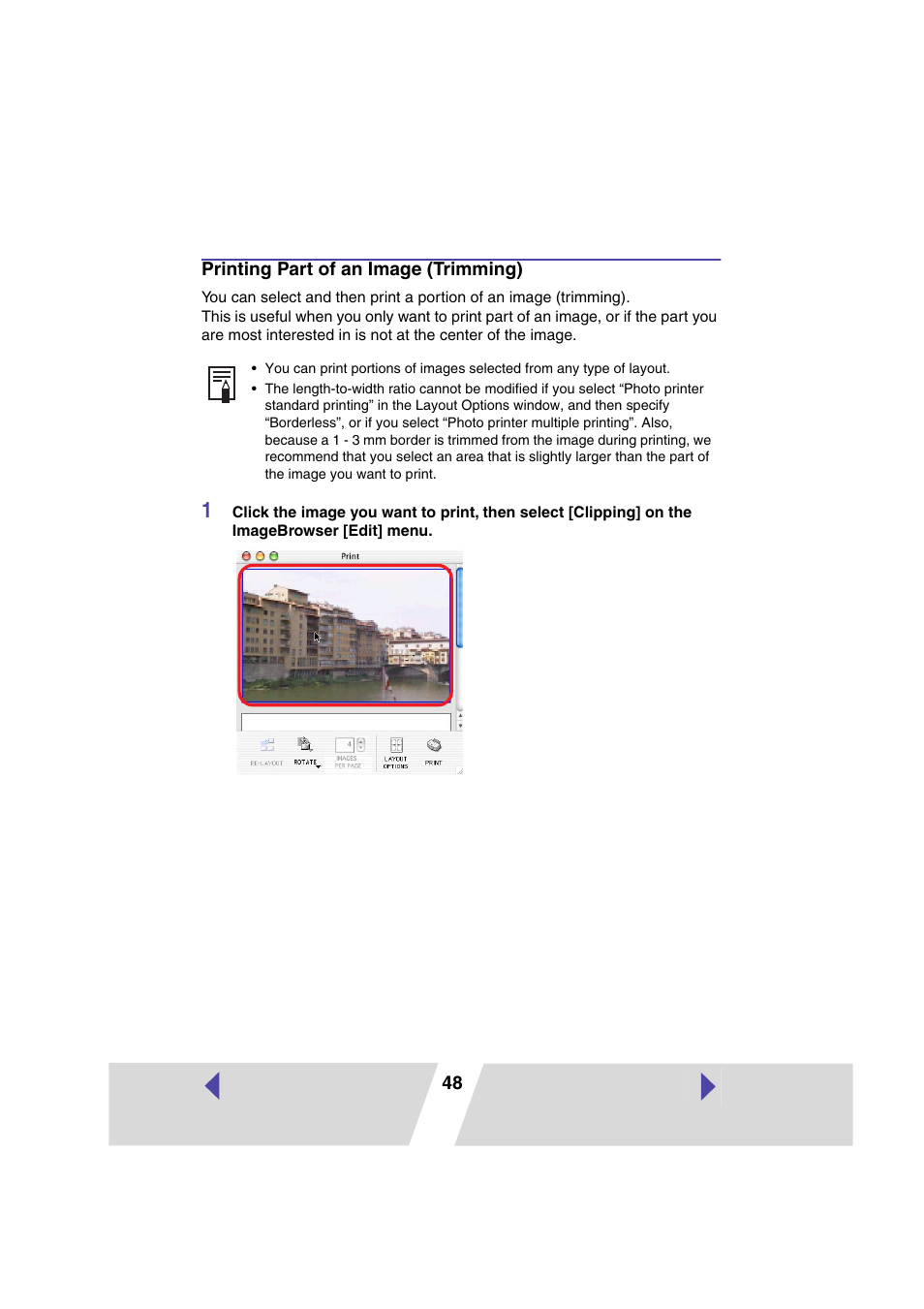 Printing part of an image (trimming) | Canon CARD CP-10 User Manual | Page 48 / 60