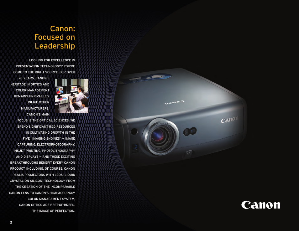 Canon: focused on leadership | Canon REALiS SX7 Mark II User Manual | Page 2 / 12