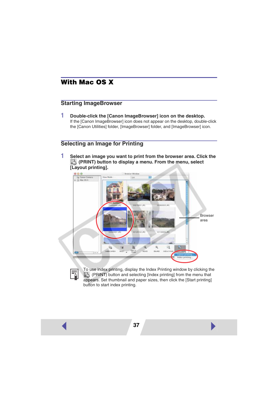 With mac os x | Canon CP-330 User Manual | Page 37 / 64