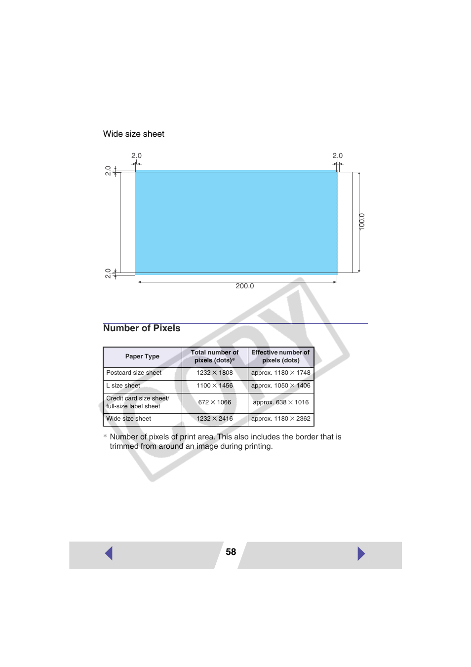 Number of pixels | Canon CP-330 User Manual | Page 58 / 64