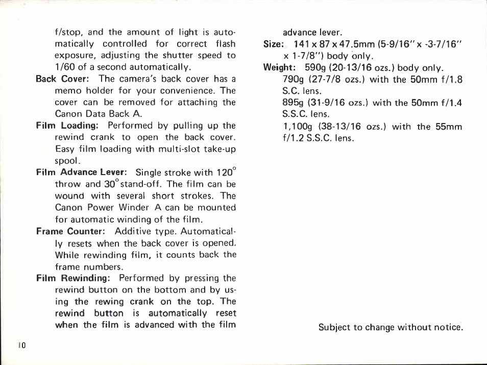 Canon AT 1 User Manual | Page 10 / 127