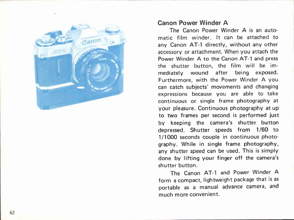 Exposure metering with fl lenses | Canon AT 1 User Manual | Page 62 / 127