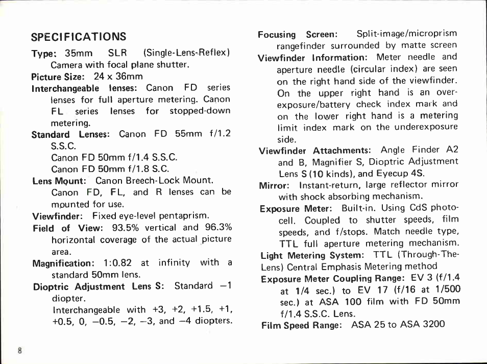 Салол | Canon AT 1 User Manual | Page 8 / 127