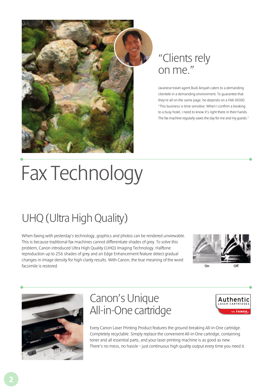 Fax technology, Clients rely on me, Canon’s unique all-in-one cartridge | Uhq (ultra high quality) | Canon L160 User Manual | Page 3 / 12