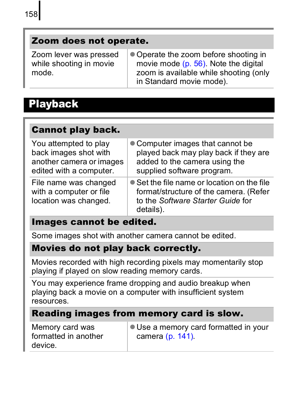 P. 158), Playback | Canon A590 IS User Manual | Page 160 / 207