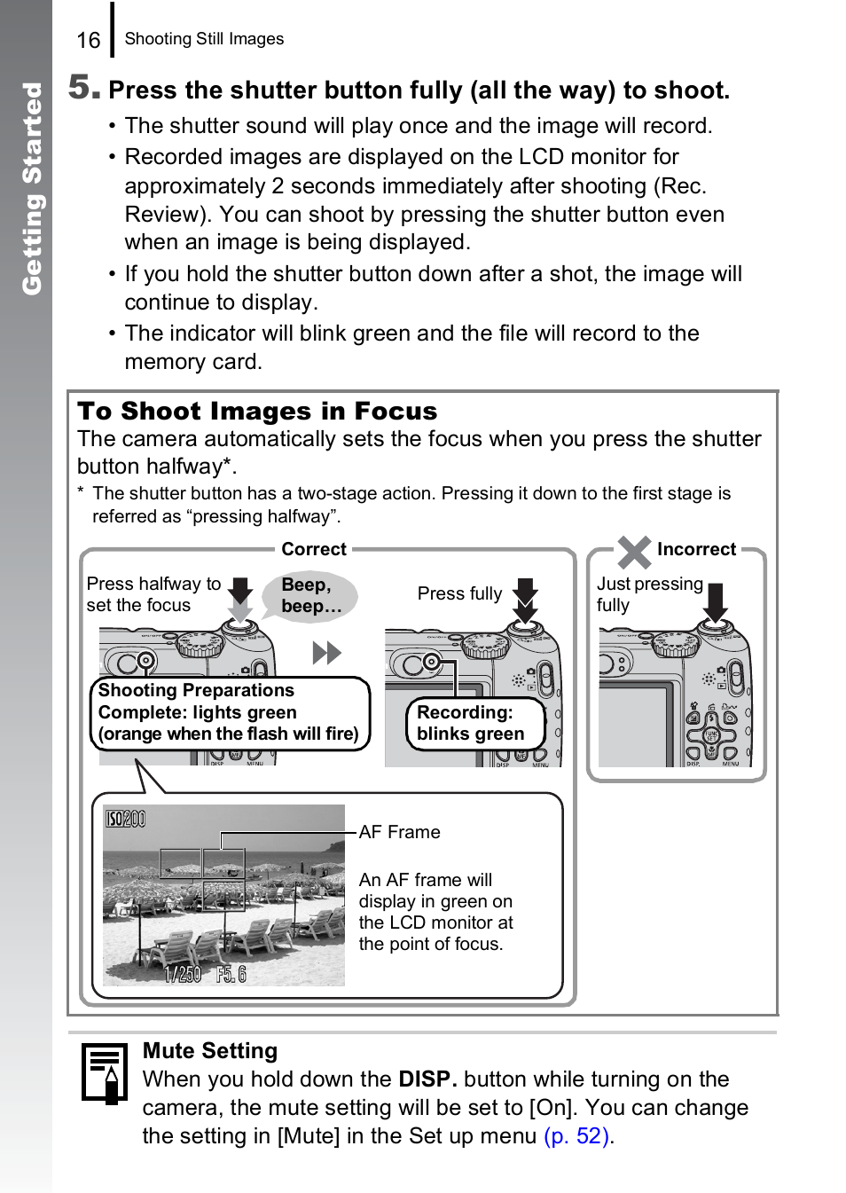 Get ti ng st ar te d | Canon A590 IS User Manual | Page 18 / 207