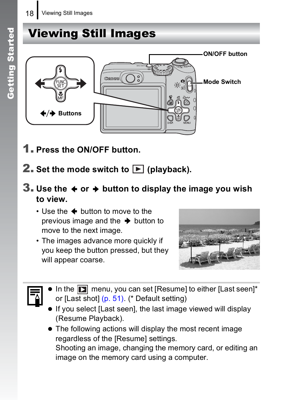 Viewing still images, Viewing still images 1 | Canon A590 IS User Manual | Page 20 / 207