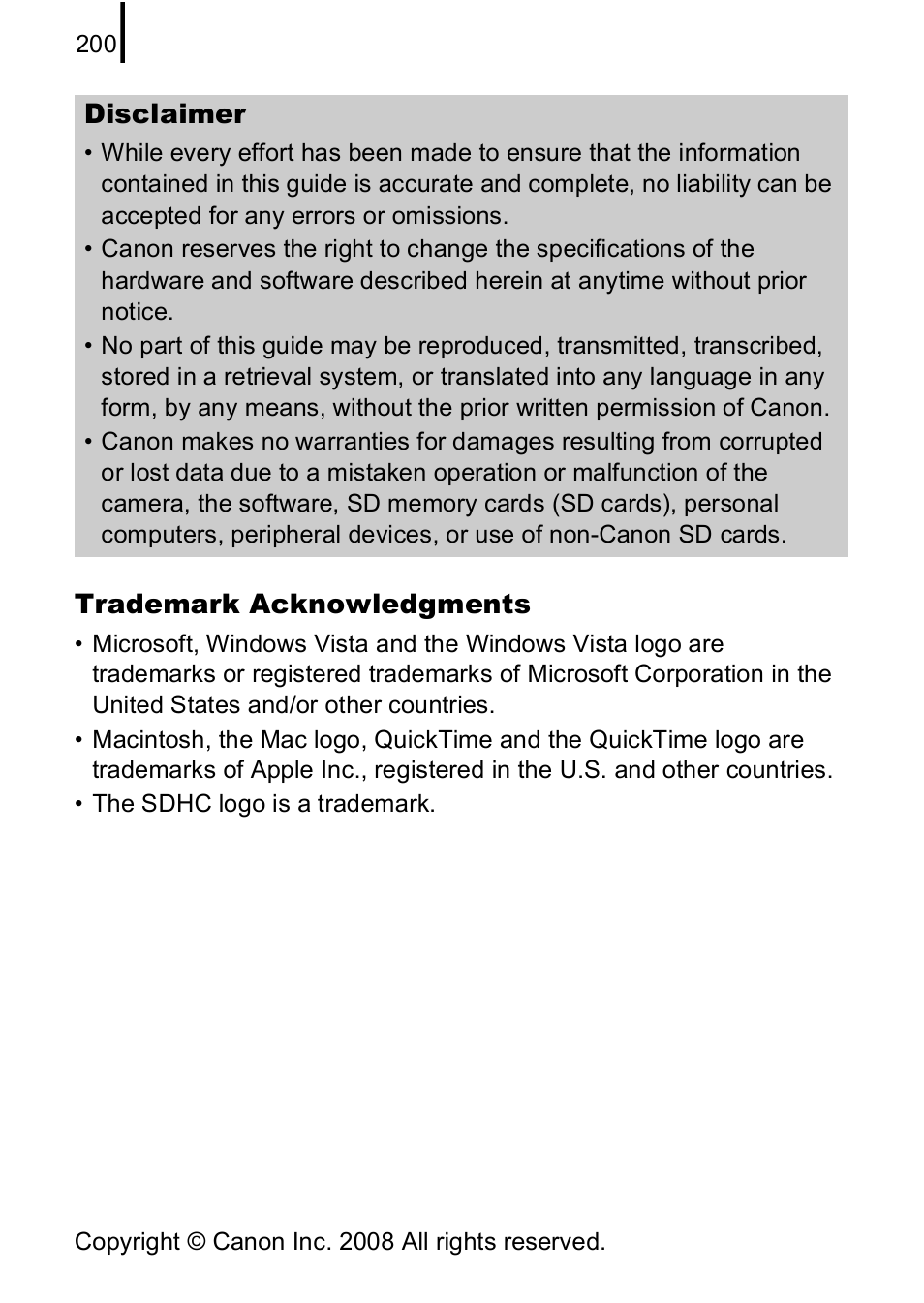 Canon A590 IS User Manual | Page 202 / 207