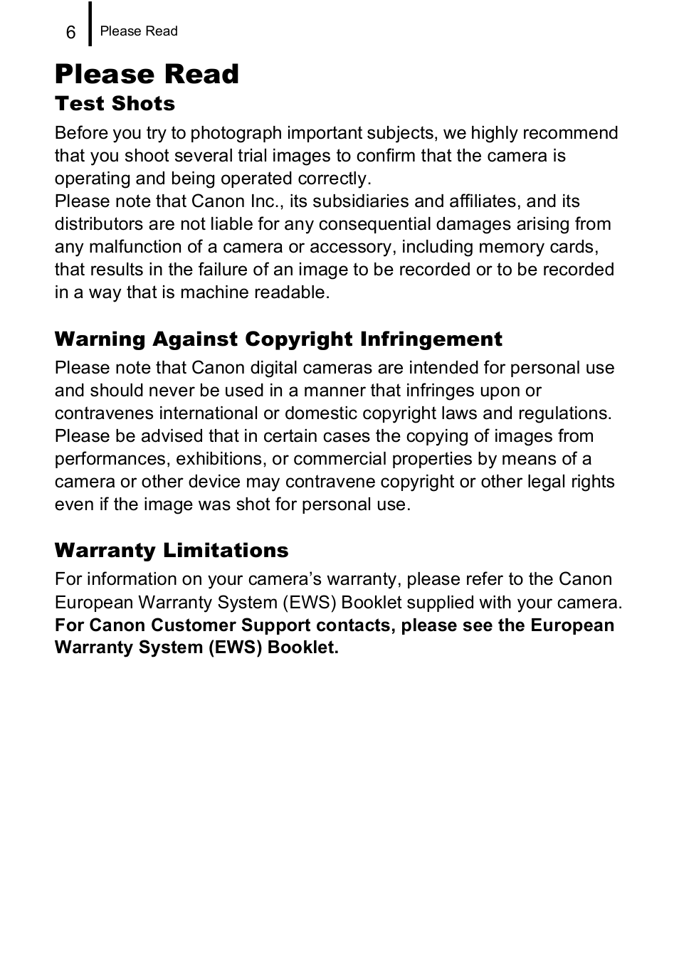 Please read | Canon A590 IS User Manual | Page 8 / 207