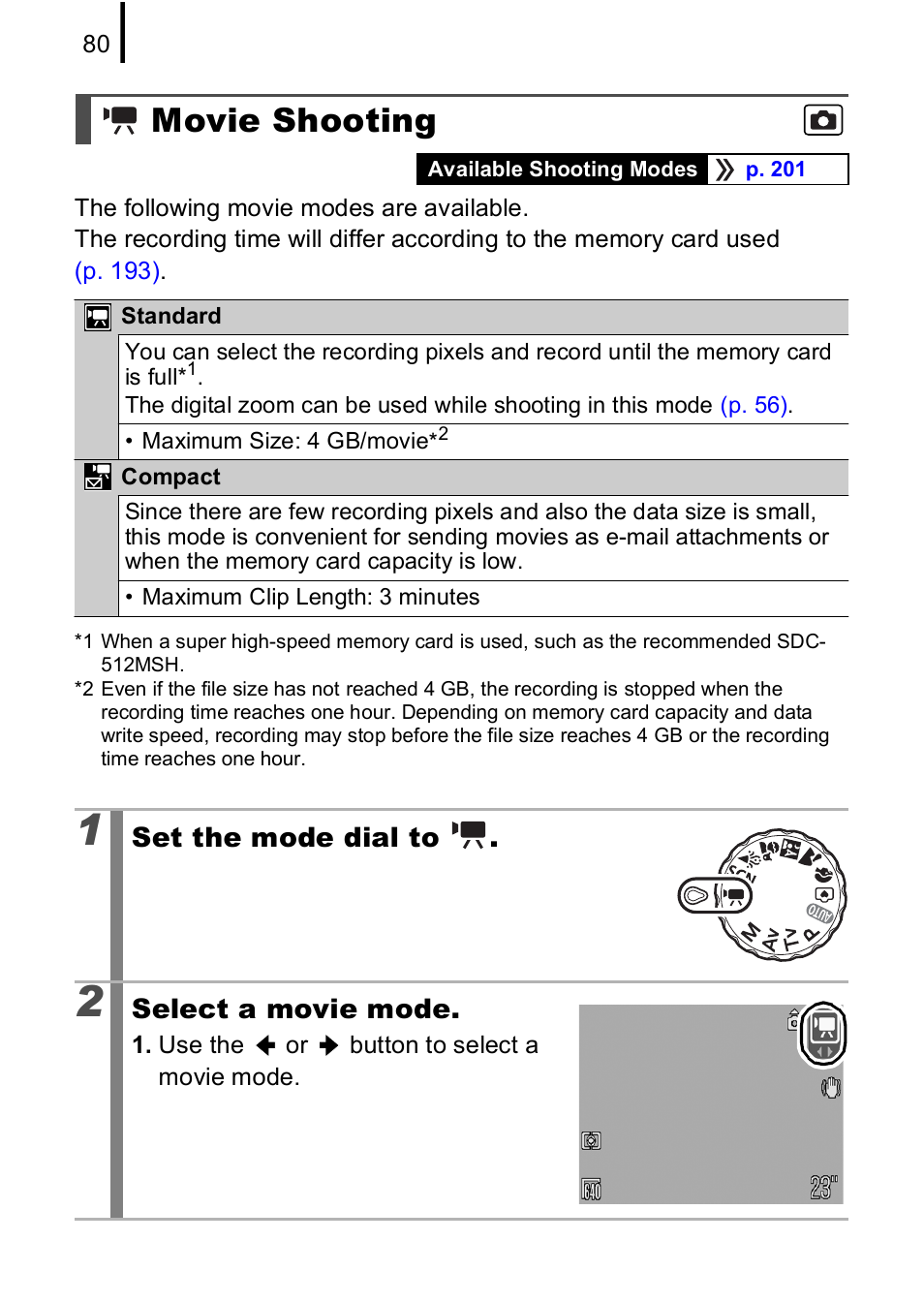 Movie shooting | Canon A590 IS User Manual | Page 82 / 207