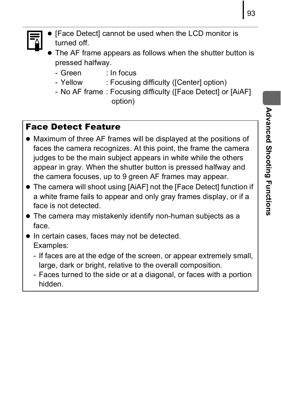 Face detect feature | Canon A590 IS User Manual | Page 95 / 207